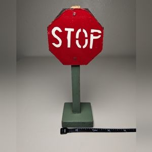 Stop Sign Handmade Wooden 6" Vintage Kids Cars Town Village Roads Decor